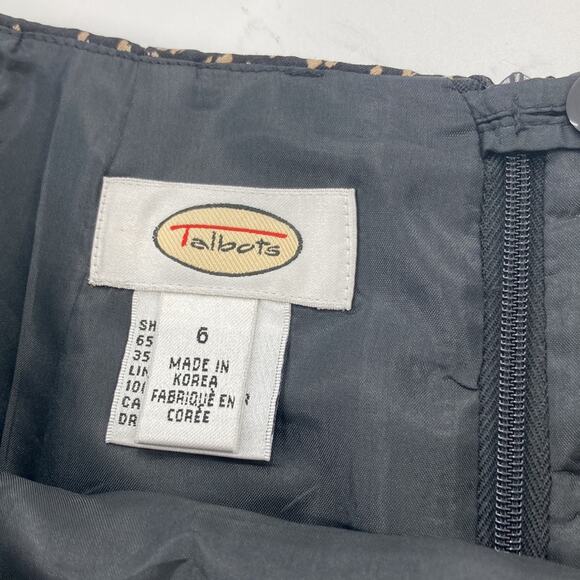 Talbots Womens Black Tan Circles Print Silk Blend Pencil Skirt Knee Length 6 New - Picture 5 of 14